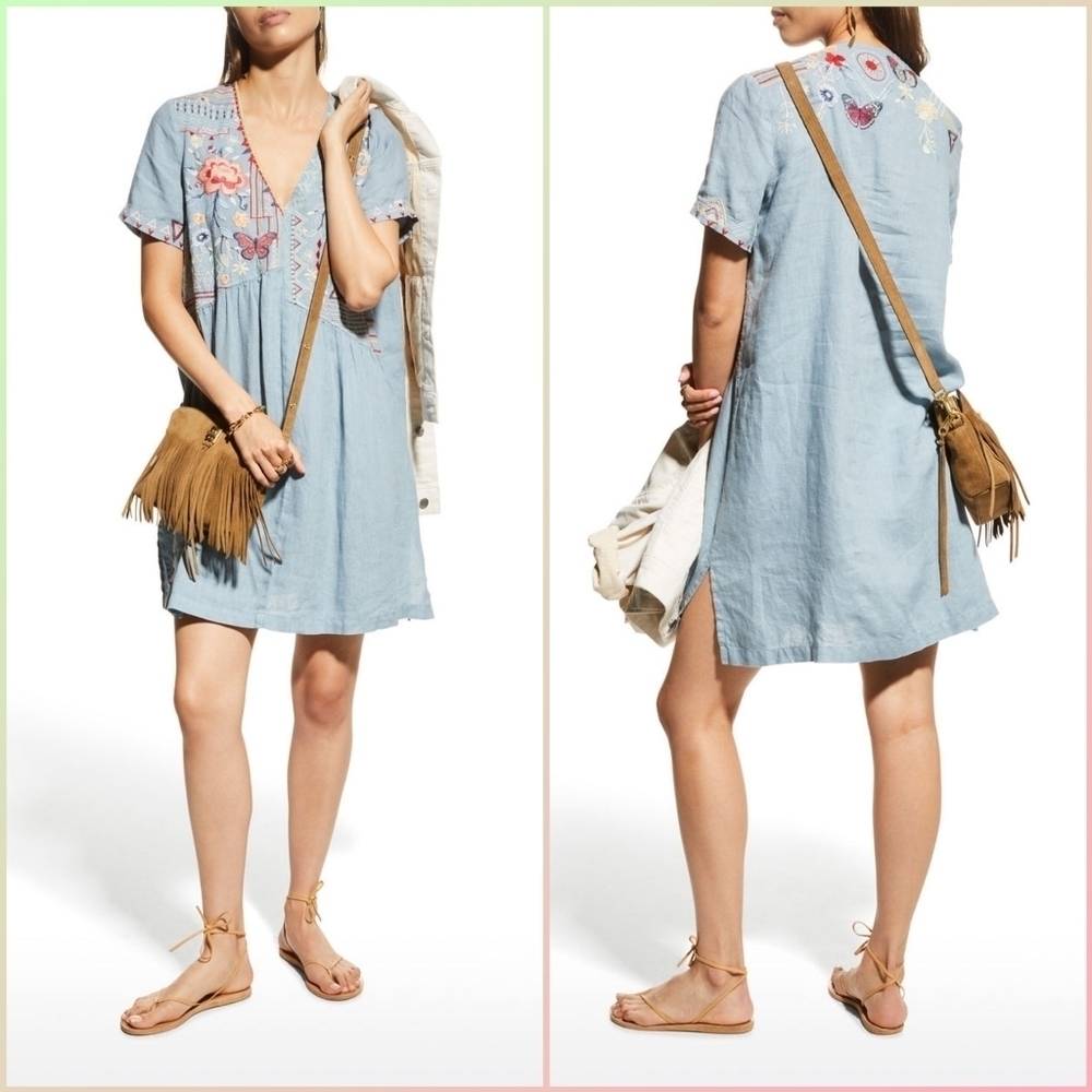 Johnny Was Aravis Linen Embroidered Dress